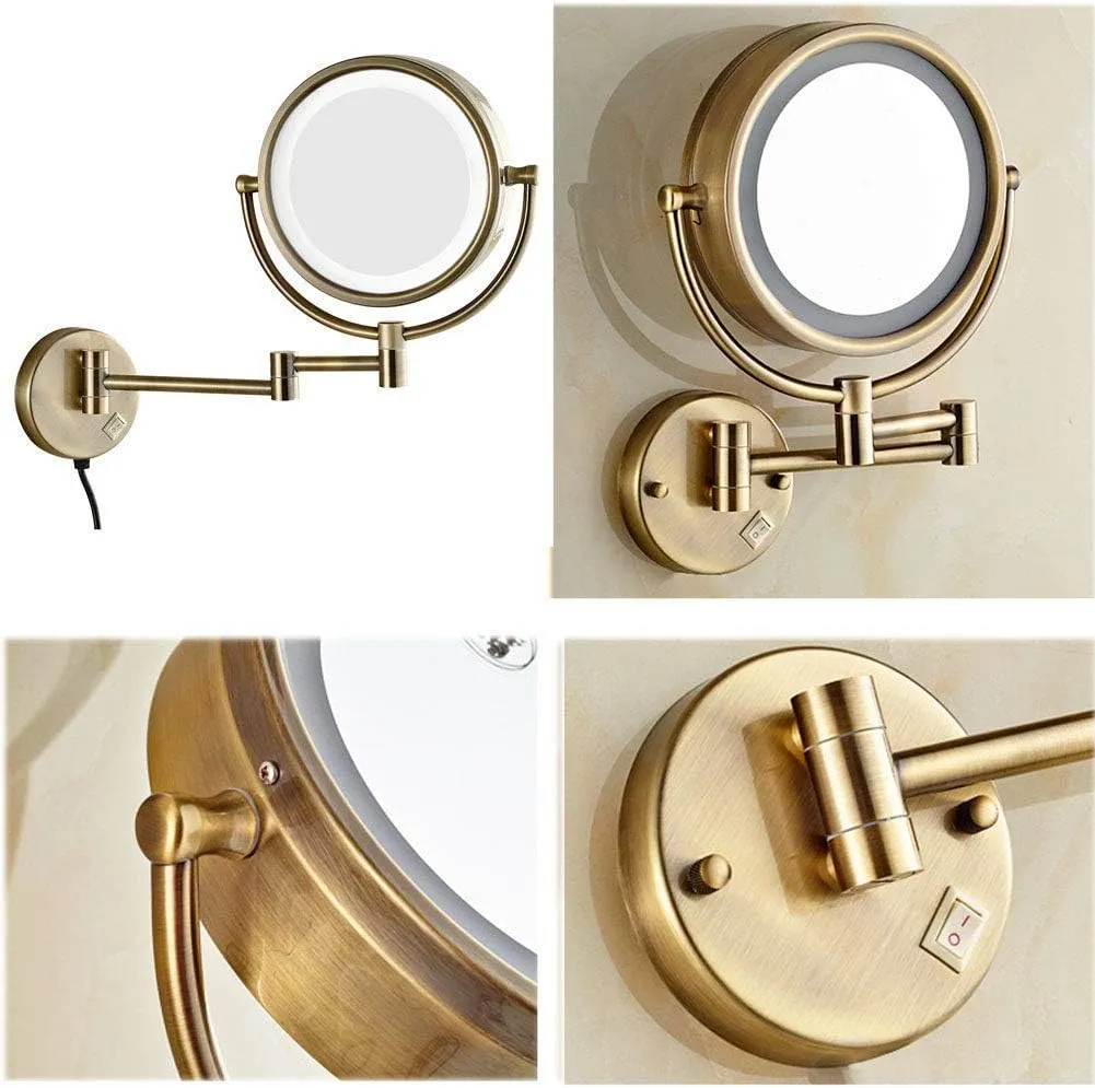 Wall Mounted Makeup Mirror Magnifying Vanity Mirror Flexible Gooseneck, and Locking Suction, Extendable Arm(Bronze)