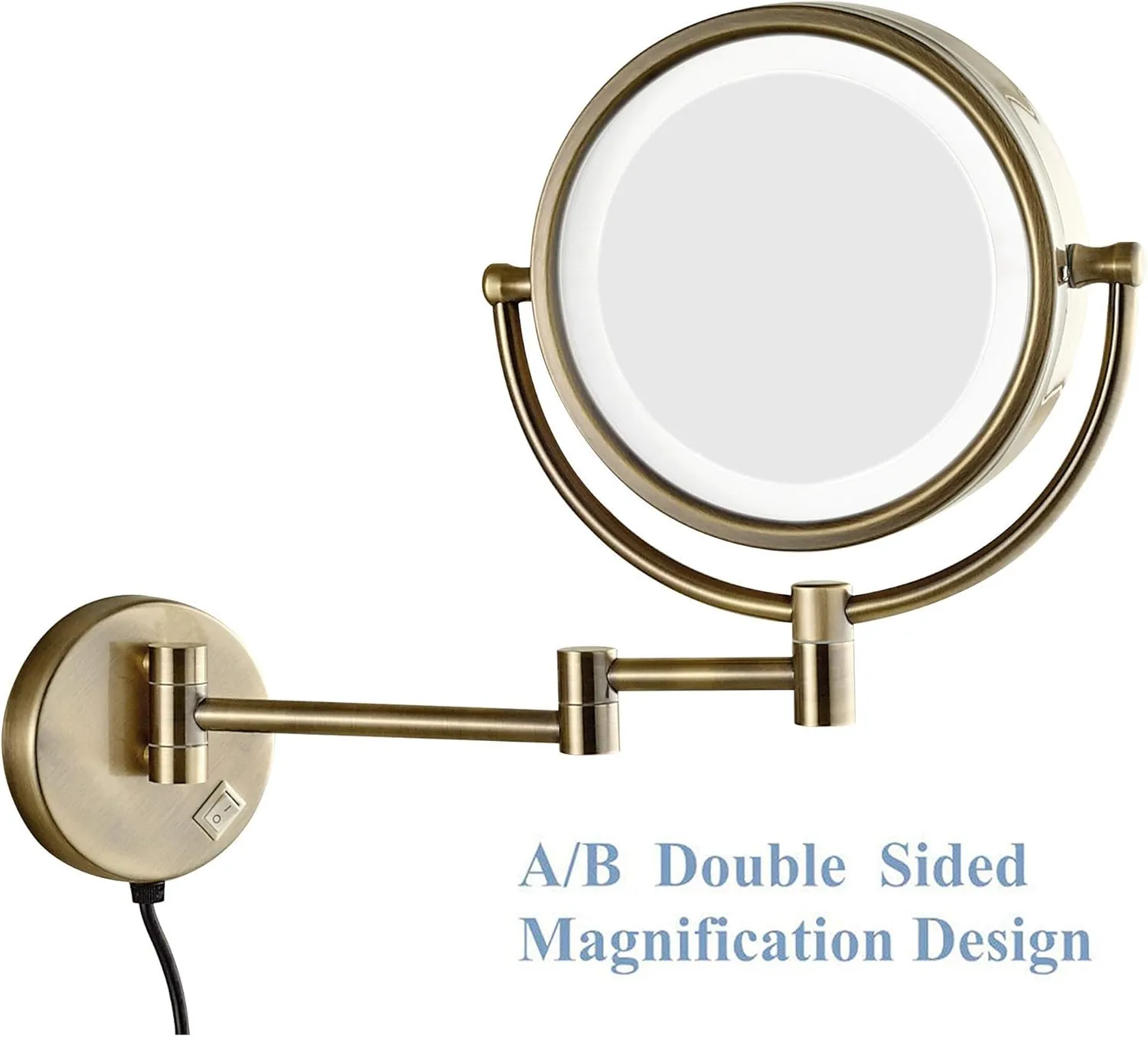 Wall Mounted Makeup Mirror Magnifying Vanity Mirror Flexible Gooseneck, and Locking Suction, Extendable Arm(Bronze)