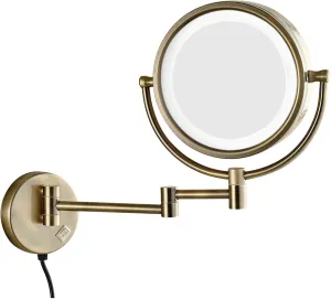 Wall Mounted Makeup Mirror Magnifying Vanity Mirror Flexible Gooseneck, and Locking Suction, Extendable Arm(Bronze)