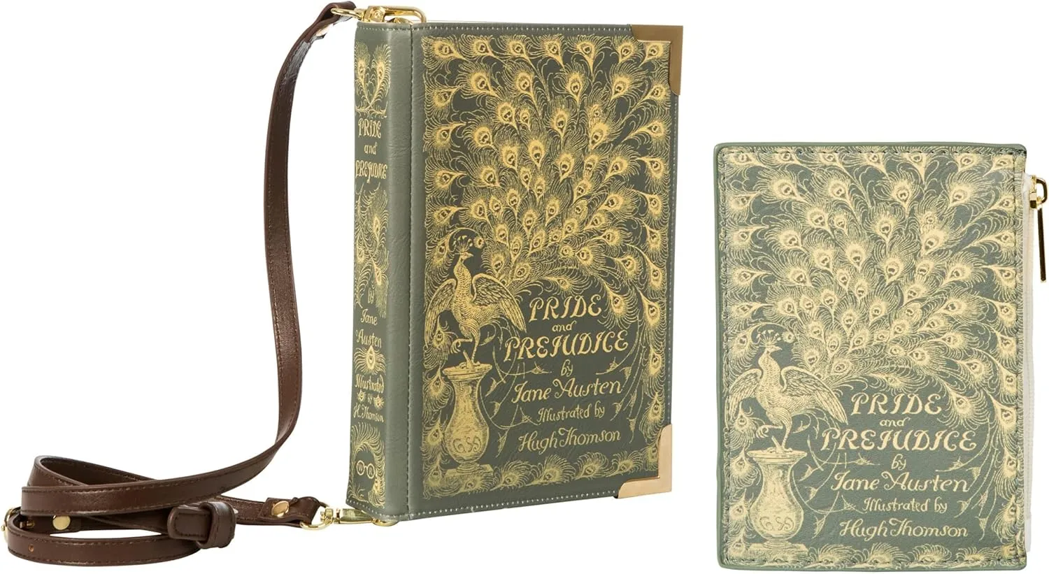 Well Read Pride and Prejudice Large Green Handbag and Coin Purse Bundle