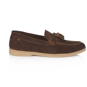 Wembley Suede Leather Tassel Loafers - Brown