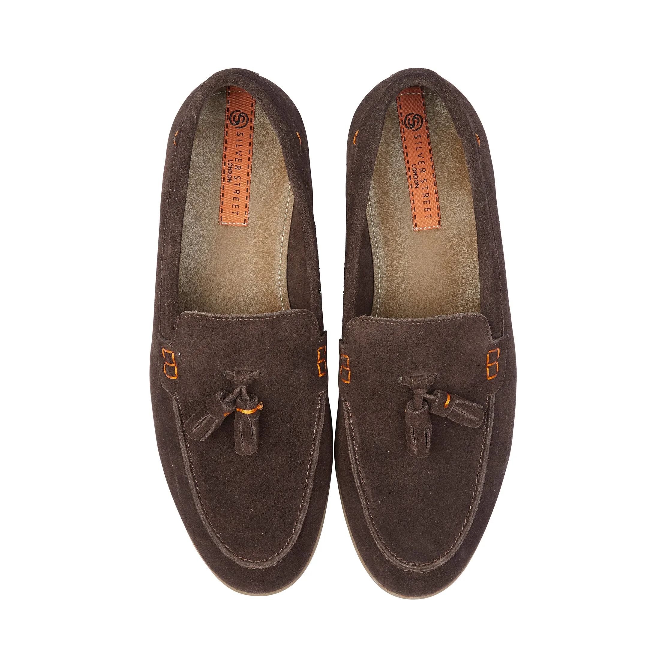 Wembley Suede Leather Tassel Loafers - Brown