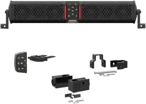 wet sounds STEALTH-XT-6-B Stealth XT 6 Speaker All-in-One Amplified Bluetooth Soundbar with Remote – Black with Slider Brackets and .75" Square Clamps