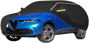 WOLWES Car Cover are Suitable for Alfa Romeo Tonale All-Weather Windproof, Snowproof, Rainproof, UV-Protected and Breathable All-Season Universal with Side Door Zip Oxford Cloth Car Cover (Color : Bl