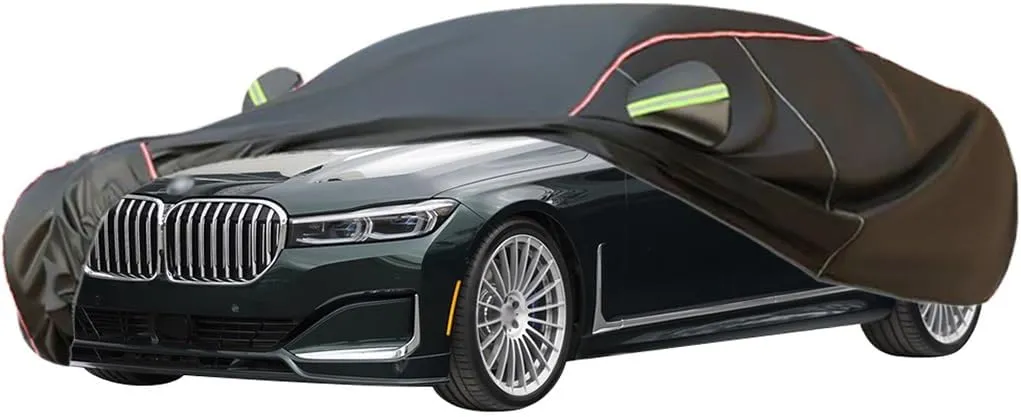 WOLWES Car Cover are Suitable for Alpina B7 All-Weather Windproof, Snowproof, Rainproof, UV-Protected and Breathable All-Season Universal with Side Door Zip Oxford Cloth Car Cover (Color : Black)