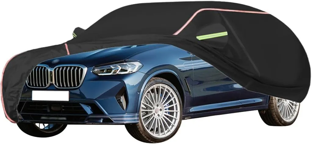 WOLWES Car Cover are Suitable for Alpina XD4 All-Weather Windproof, Snowproof, Rainproof, UV-Protected and Breathable All-Season Universal with Side Door Zip Oxford Cloth Car Cover (Color : Black)
