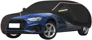 WOLWES Car Cover are Suitable for Audi A4 Avant All-Weather Windproof, Snowproof, Rainproof, UV-Protected and Breathable All-Season Universal with Side Door Zip Oxford Cloth Car Cover (Color : Black