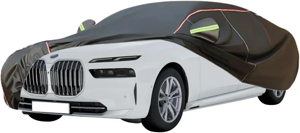 WOLWES Car Cover are Suitable for BMW i7/i7 M70 xDrive All-Weather Windproof, Snowproof, Rainproof, UV-Protected and Breathable All-Season Universal with Side Door Zip Oxford Cloth Car Cover (Color :