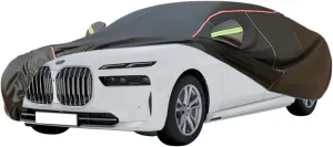 WOLWES Car Cover are Suitable for BMW i7/i7 M70 xDrive All-Weather Windproof, Snowproof, Rainproof, UV-Protected and Breathable All-Season Universal with Side Door Zip Oxford Cloth Car Cover (Color :