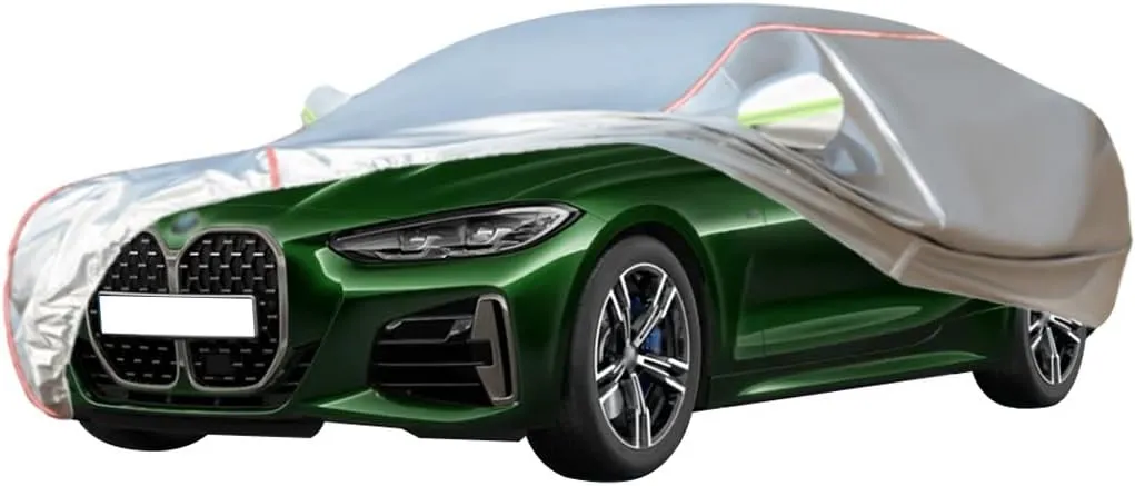 WOLWES Car Cover are Suitable for BMW M440i Coupé All-Weather Windproof, Snowproof, Rainproof, UV-Protected and Breathable All-Season Universal with Side Door Zip Oxford Cloth Car Cover (Color : Whit