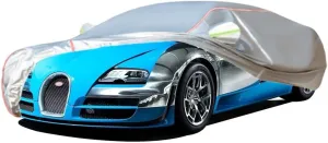 WOLWES Car Cover are Suitable for Bugatti Veyron All-Weather Windproof, Snowproof, Rainproof, UV-Protected and Breathable All-Season Universal with Side Door Zip Oxford Cloth Car Cover (Color : White