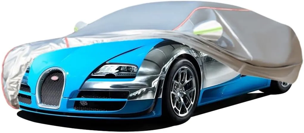 WOLWES Car Cover are Suitable for Bugatti Veyron All-Weather Windproof, Snowproof, Rainproof, UV-Protected and Breathable All-Season Universal with Side Door Zip Oxford Cloth Car Cover (Color : White