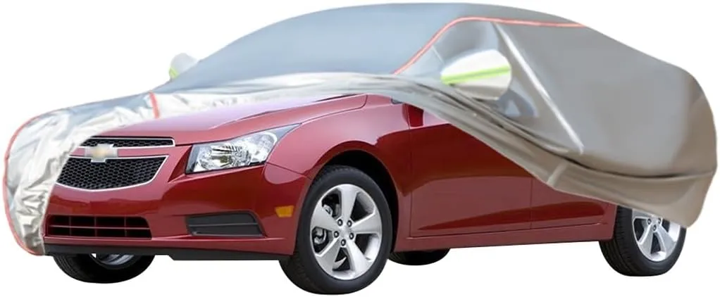 WOLWES Car Cover are Suitable for Chevrolet Cruze Saloon All-Weather Windproof, Snowproof, Rainproof, UV-Protected and Breathable All-Season Universal with Side Door Zip Oxford Cloth Car Cover (Color