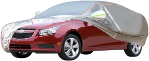 WOLWES Car Cover are Suitable for Chevrolet Cruze Saloon All-Weather Windproof, Snowproof, Rainproof, UV-Protected and Breathable All-Season Universal with Side Door Zip Oxford Cloth Car Cover (Color