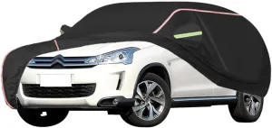 WOLWES Car Cover are Suitable for Citroen C4 Aircross All-Weather Windproof, Snowproof, Rainproof, UV-Protected and Breathable All-Season Universal with Side Door Zip Oxford Cloth Car Cover (Color :