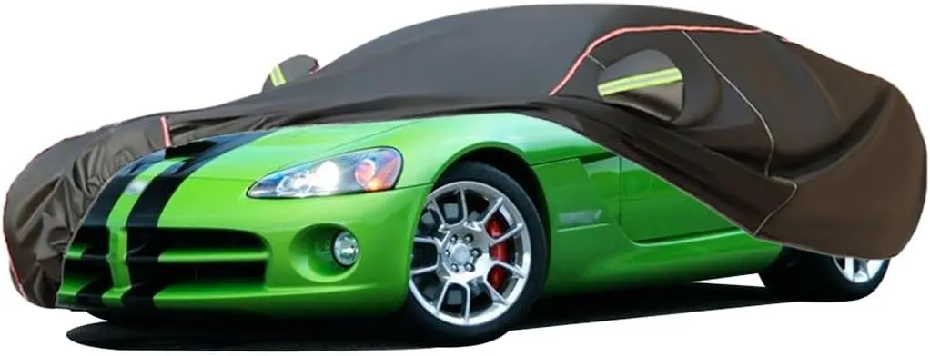 WOLWES Car Cover are Suitable for Dodge Viper All-Weather Windproof, Snowproof, Rainproof, UV-Protected and Breathable All-Season Universal with Side Door Zip Oxford Cloth Car Cover (Color : Black)