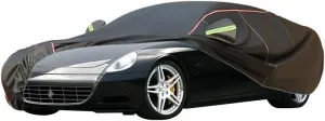WOLWES Car Cover are Suitable for Ferrari 612 All-Weather Windproof, Snowproof, Rainproof, UV-Protected and Breathable All-Season Universal with Side Door Zip Oxford Cloth Car Cover (Color : Black)