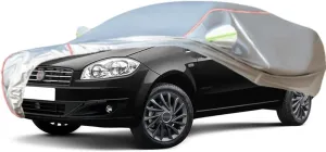 WOLWES Car Cover are Suitable for Fiat Linea All-Weather Windproof, Snowproof, Rainproof, UV-Protected and Breathable All-Season Universal with Side Door Zip Oxford Cloth Car Cover (Color : White)