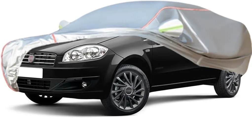 WOLWES Car Cover are Suitable for Fiat Linea All-Weather Windproof, Snowproof, Rainproof, UV-Protected and Breathable All-Season Universal with Side Door Zip Oxford Cloth Car Cover (Color : White)