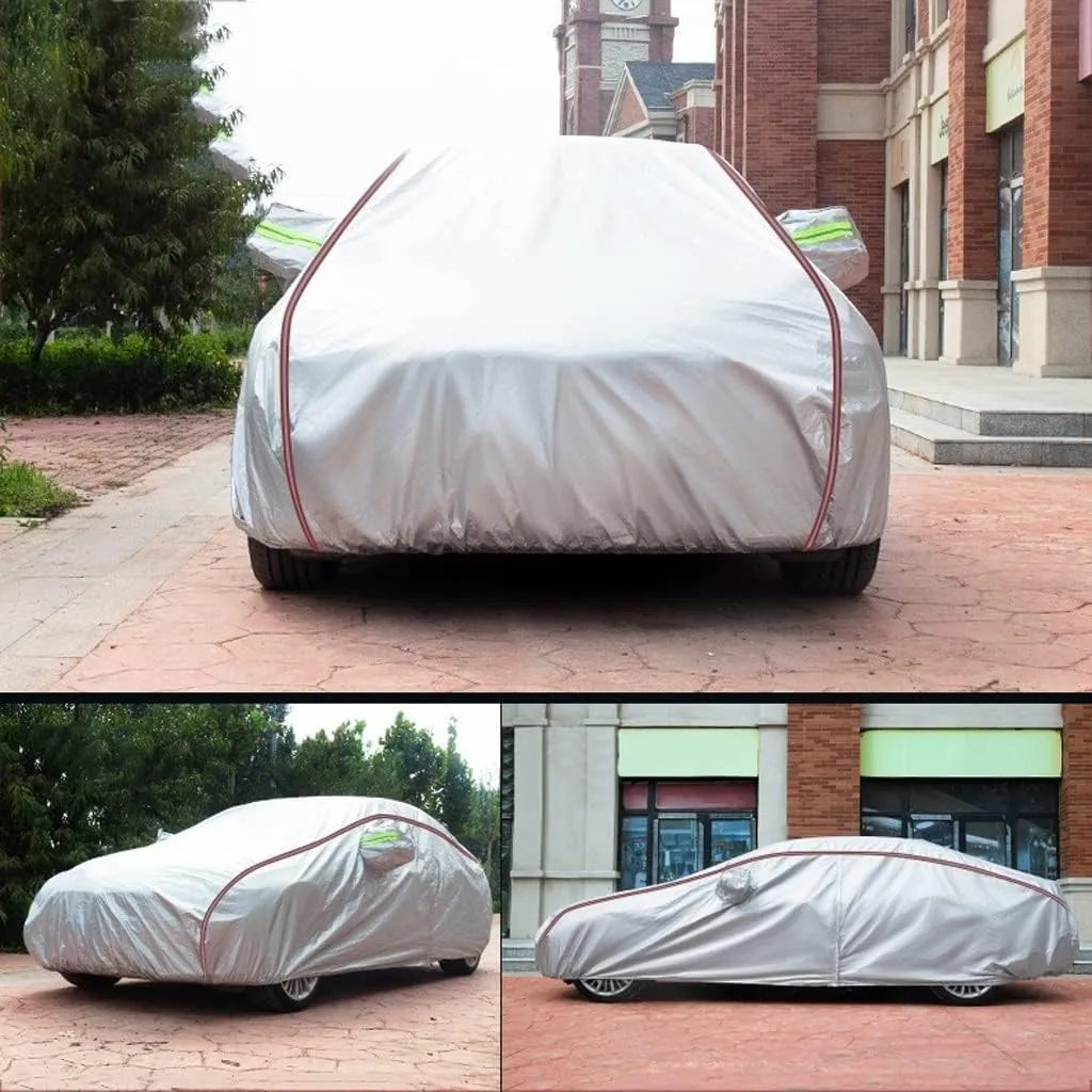 WOLWES Car Cover are Suitable for Fiat Linea All-Weather Windproof, Snowproof, Rainproof, UV-Protected and Breathable All-Season Universal with Side Door Zip Oxford Cloth Car Cover (Color : White)