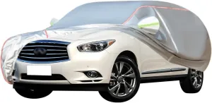 WOLWES Car Cover are Suitable for Infiniti JX35 All-Weather Windproof, Snowproof, Rainproof, UV-Protected and Breathable All-Season Universal with Side Door Zip Oxford Cloth Car Cover (Color : White
