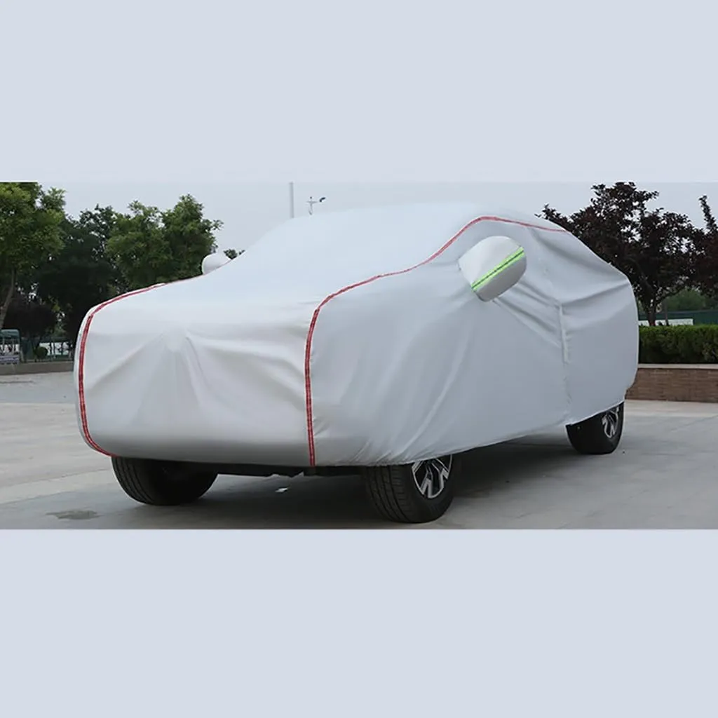 WOLWES Car Cover are Suitable for Isuzu D-Max All-Weather Windproof, Snowproof, Rainproof, UV-Protected and Breathable All-Season Universal with Side Door Zip Oxford Cloth Car Cover (Color : White)