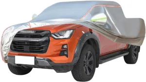 WOLWES Car Cover are Suitable for Isuzu D-Max All-Weather Windproof, Snowproof, Rainproof, UV-Protected and Breathable All-Season Universal with Side Door Zip Oxford Cloth Car Cover (Color : White)