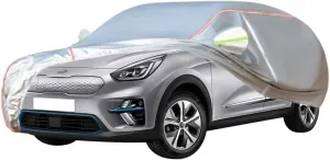 WOLWES Car Cover are Suitable for Kia e-NIRO/NIRO All-Weather Windproof, Snowproof, Rainproof, UV-Protected and Breathable All-Season Universal with Side Door Zip Oxford Cloth Car Cover (Color : Whit
