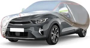 WOLWES Car Cover are Suitable for Kia Stonic All-Weather Windproof, Snowproof, Rainproof, UV-Protected and Breathable All-Season Universal with Side Door Zip Oxford Cloth Car Cover (Color : White)