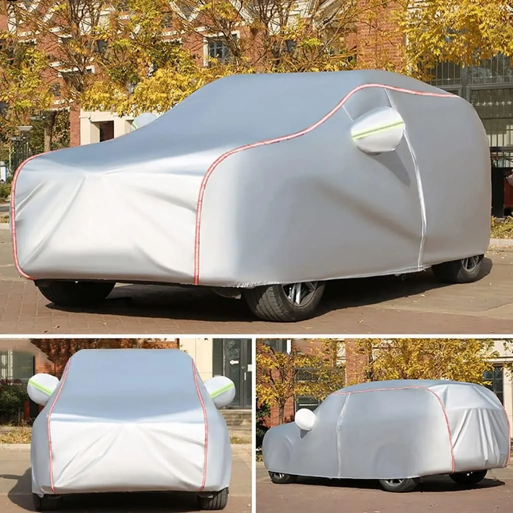 WOLWES Car Cover Are Suitable For Land Rover Defender 90/110/130 All-weather Windproof, Snowproof, Rainproof, UV-protected And Breathable All-season Universal With Side Door Zip Oxford Cloth Car Cover