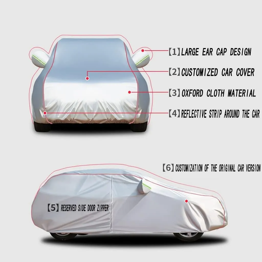 WOLWES Car Cover Are Suitable For Land Rover Defender 90/110/130 All-weather Windproof, Snowproof, Rainproof, UV-protected And Breathable All-season Universal With Side Door Zip Oxford Cloth Car Cover
