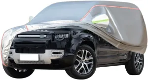 WOLWES Car Cover Are Suitable For Land Rover Defender 90/110/130 All-weather Windproof, Snowproof, Rainproof, UV-protected And Breathable All-season Universal With Side Door Zip Oxford Cloth Car Cover