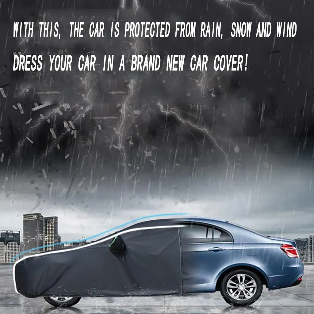 WOLWES Car Cover Are Suitable For Land Rover Defender 90/110/130 All-weather Windproof, Snowproof, Rainproof, UV-protected And Breathable All-season Universal With Side Door Zip Oxford Cloth Car Cover