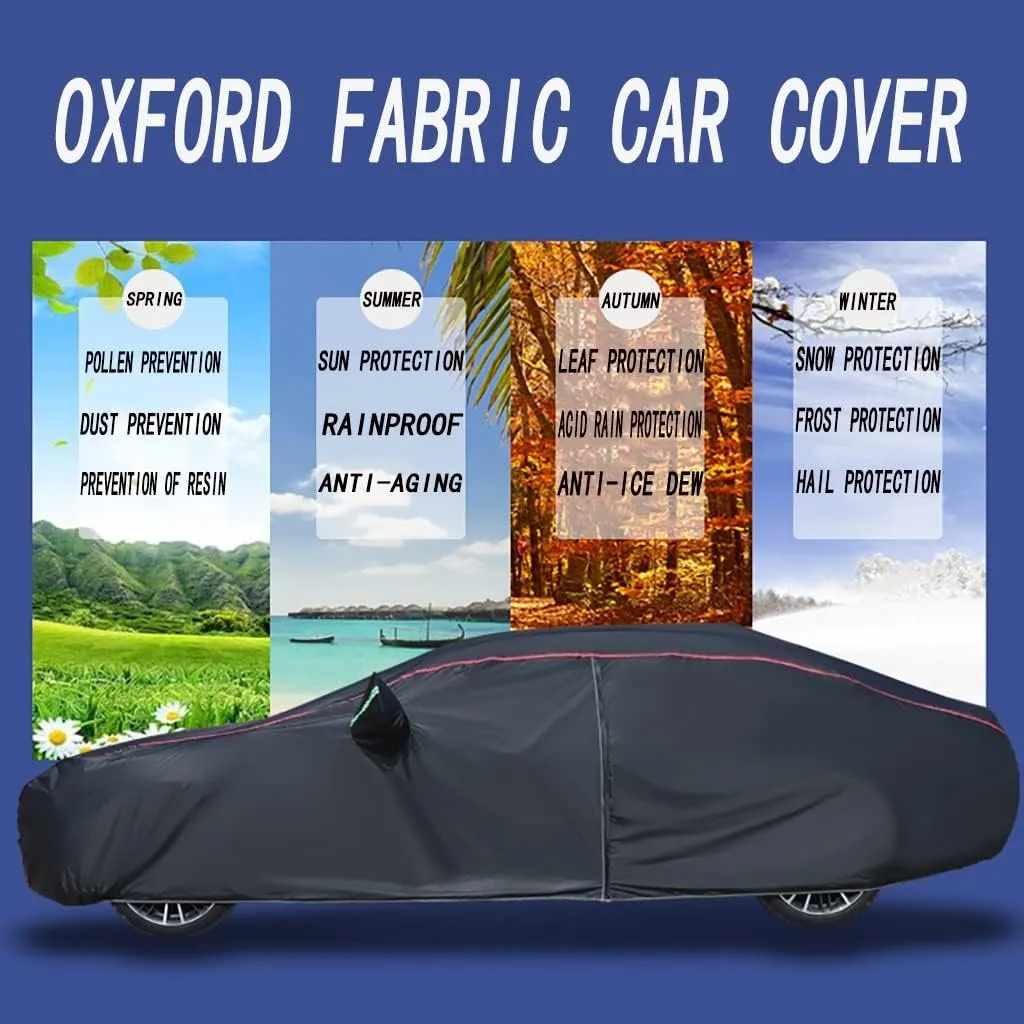 WOLWES Car Cover Are Suitable For Land Rover Defender 90/110/130 All-weather Windproof, Snowproof, Rainproof, UV-protected And Breathable All-season Universal With Side Door Zip Oxford Cloth Car Cover