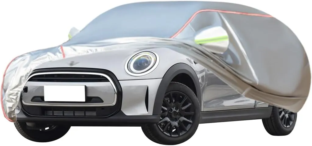 WOLWES Car Cover Are Suitable For Mini Cooper D/S/SD/John Cooper Works/One/One D Clubman All-weather Windproof, Snowproof, Rainproof, UV-protected And Breathable All-season Universal With Side Door Zi