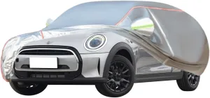 WOLWES Car Cover Are Suitable For Mini Cooper D/S/SD/John Cooper Works/One/One D Clubman All-weather Windproof, Snowproof, Rainproof, UV-protected And Breathable All-season Universal With Side Door Zi