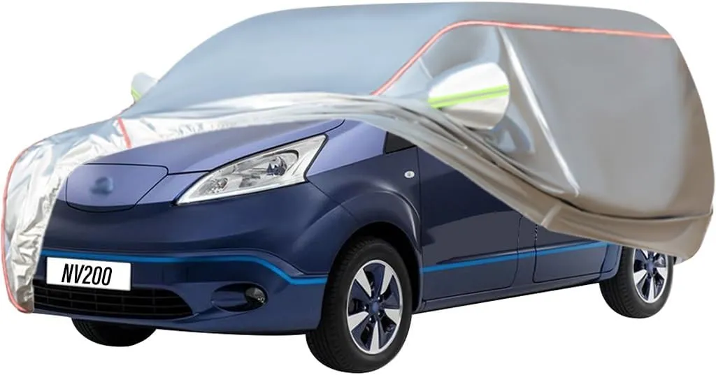 WOLWES Car Cover Are Suitable For Nissan E-NV200 Acenta/Tekna/Evalia All-weather Windproof, Snowproof, Rainproof, UV-protected And Breathable All-season Universal With Side Door Zip Oxford Cloth Car C