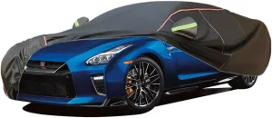 WOLWES Car Cover are Suitable for Nissan GT-R All-Weather Windproof, Snowproof, Rainproof, UV-Protected and Breathable All-Season Universal with Side Door Zip Oxford Cloth Car Cover (Color : Black,