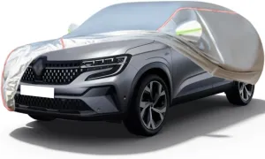 WOLWES Car Cover are Suitable for Renault Austral All-Weather Windproof, Snowproof, Rainproof, UV-Protected and Breathable All-Season Universal with Side Door Zip Oxford Cloth Car Cover (Color : Whit