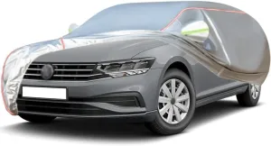 WOLWES Car Cover are Suitable for VW Passat Estate All-Weather Windproof, Snowproof, Rainproof, UV-Protected and Breathable All-Season Universal with Side Door Zip Oxford Cloth Car Cover (Color : WHI