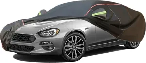WOLWES Car Covers are Suitable for Fiat 124 Spider 1976-2020 All-Weather Windproof, Snowproof, Rainproof, UV-Protected and Breathable All-Season Universal with Side Door Zip Oxford Cloth Car Covers (