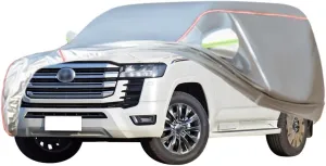 WOLWES Car Covers Are Suitable For Toyota Land Cruiser 1959-2021 All-weather Windproof, Snowproof, Rainproof, UV-protected And Breathable All-season Universal With Side Door Zip Oxford Cloth Car Cover