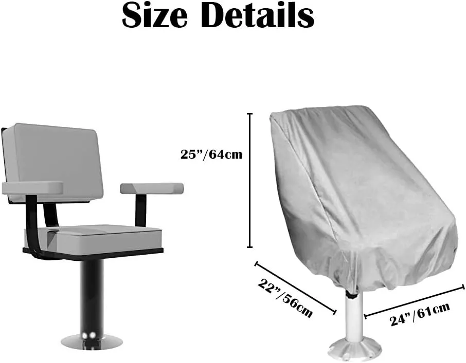 WOMACO 2 Pack Boat Seat Cover, Outdoor Waterproof Pedestal Pontoon Captain Boat Bench Chair Seat Cover, Oxford Fabric Helm Chair Protective Covers