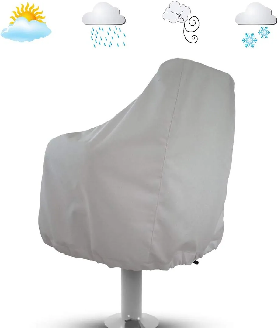 WOMACO 2 Pack Boat Seat Cover, Outdoor Waterproof Pedestal Pontoon Captain Boat Bench Chair Seat Cover, Oxford Fabric Helm Chair Protective Covers