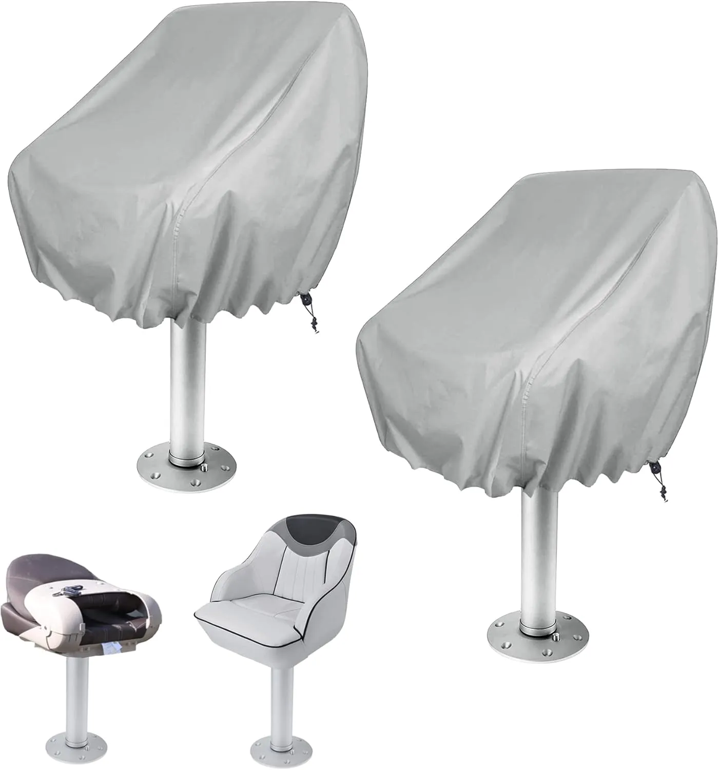 WOMACO 2 Pack Boat Seat Cover, Outdoor Waterproof Pedestal Pontoon Captain Boat Bench Chair Seat Cover, Oxford Fabric Helm Chair Protective Covers