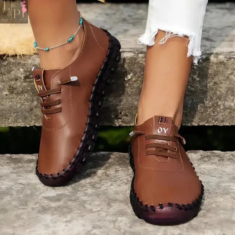 Women Summer Shoes Leather Handmade Shoes Mom Comfortable Lightweight Oxford Large Size Soft Sole Shoes