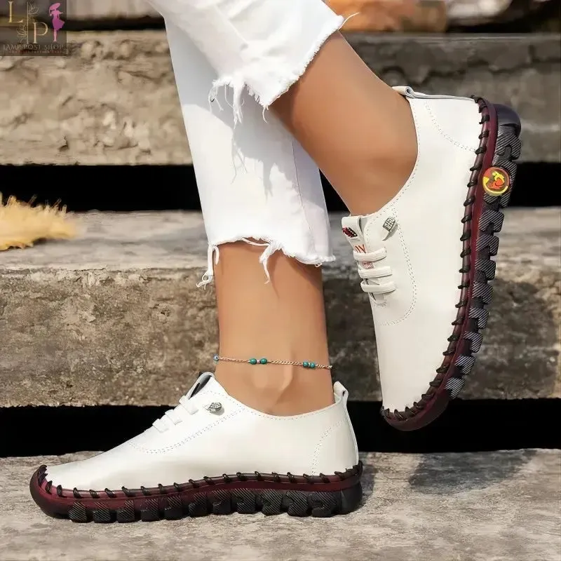 Women Summer Shoes Leather Handmade Shoes Mom Comfortable Lightweight Oxford Large Size Soft Sole Shoes