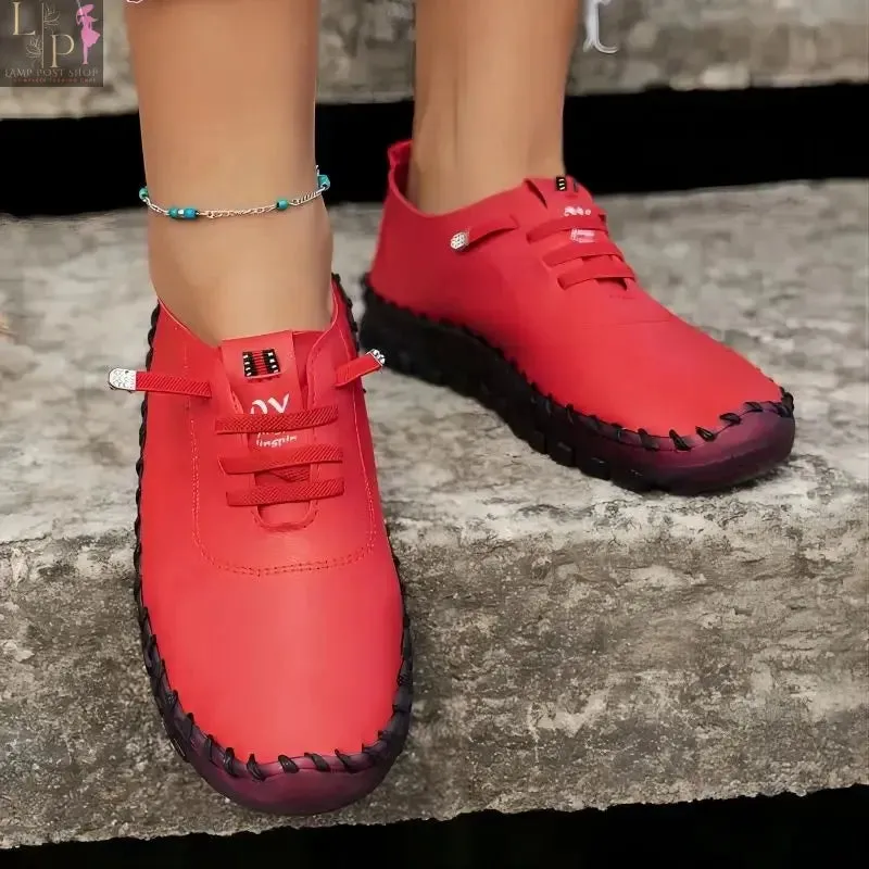 Women Summer Shoes Leather Handmade Shoes Mom Comfortable Lightweight Oxford Large Size Soft Sole Shoes