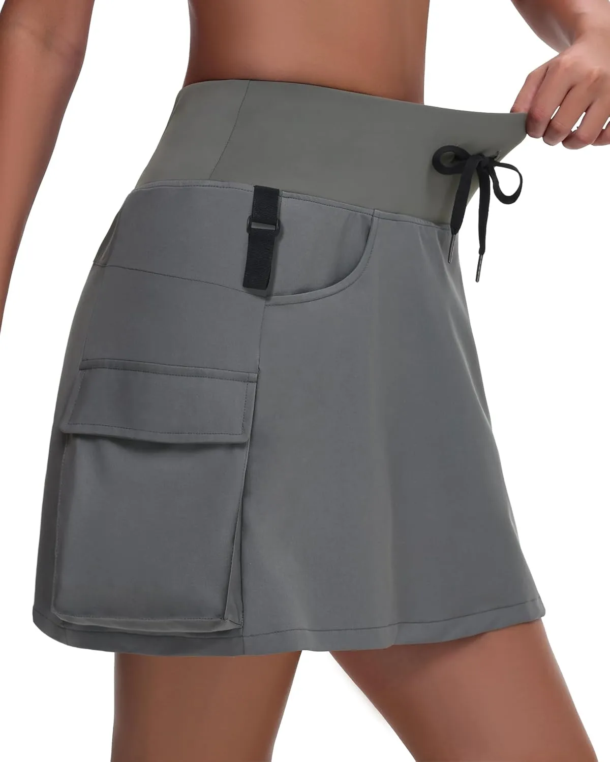Women's 16" 20" Hiking Cargo Skort Skirt - High Waisted Golf Dressy Casual Workout Sport Skirt with Liner Quick Dry