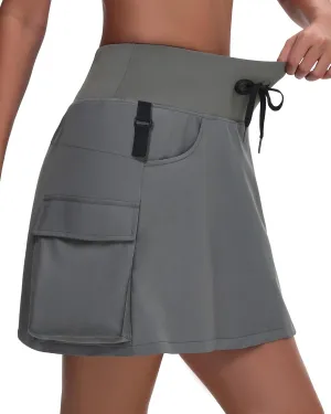 Women's 16" 20" Hiking Cargo Skort Skirt - High Waisted Golf Dressy Casual Workout Sport Skirt with Liner Quick Dry